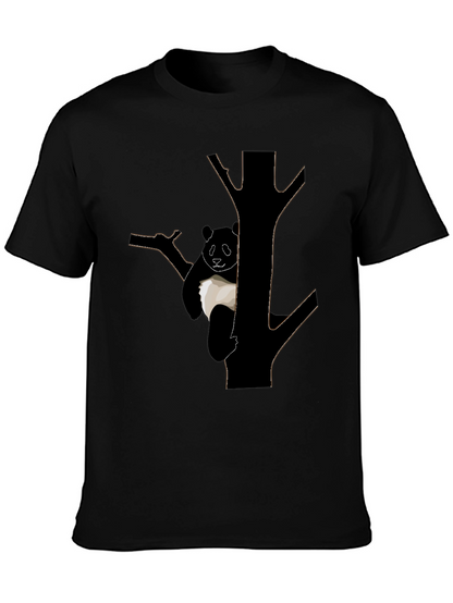 Panda Tree Graphic T-Shirt - Black Cotton Tee
