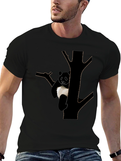 Panda Tree Graphic T-Shirt - Black Cotton Tee