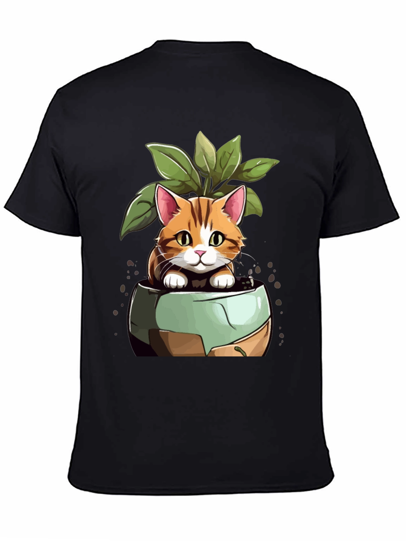 Cat in Pot Plant T-Shirt - Unique Design