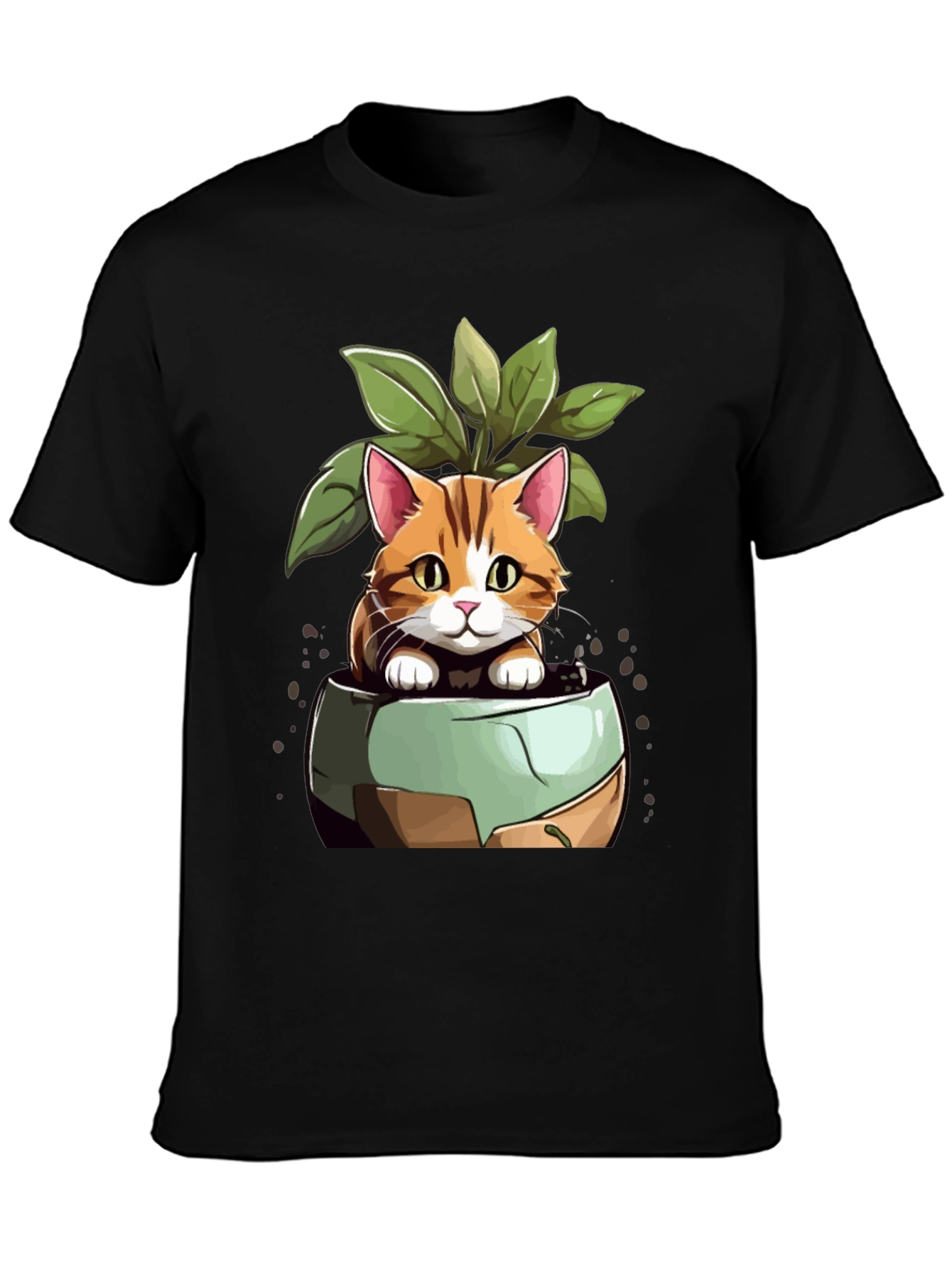 Cat in Pot Plant T-Shirt - Unique Design