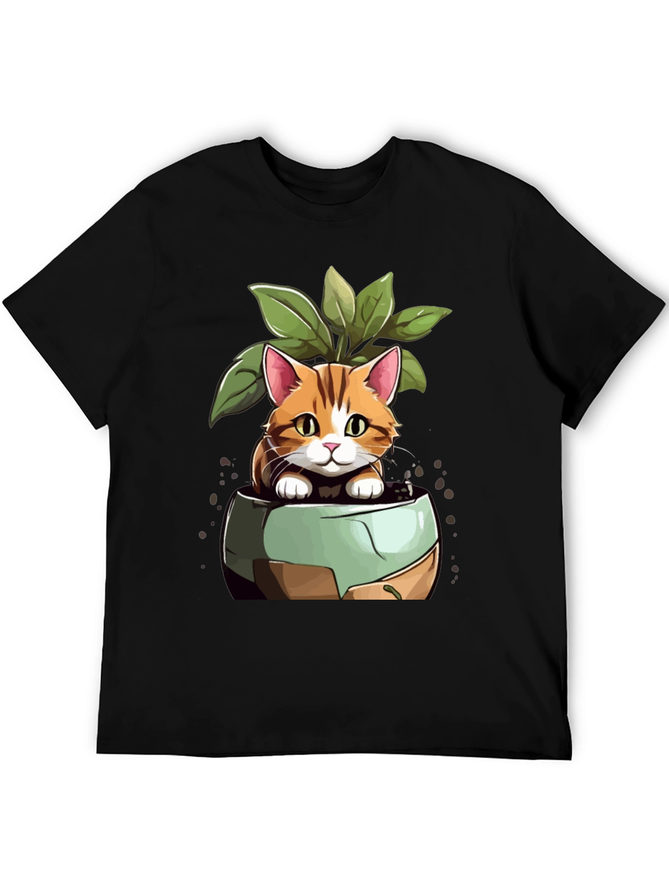 Cat in Pot Plant T-Shirt - Unique Design