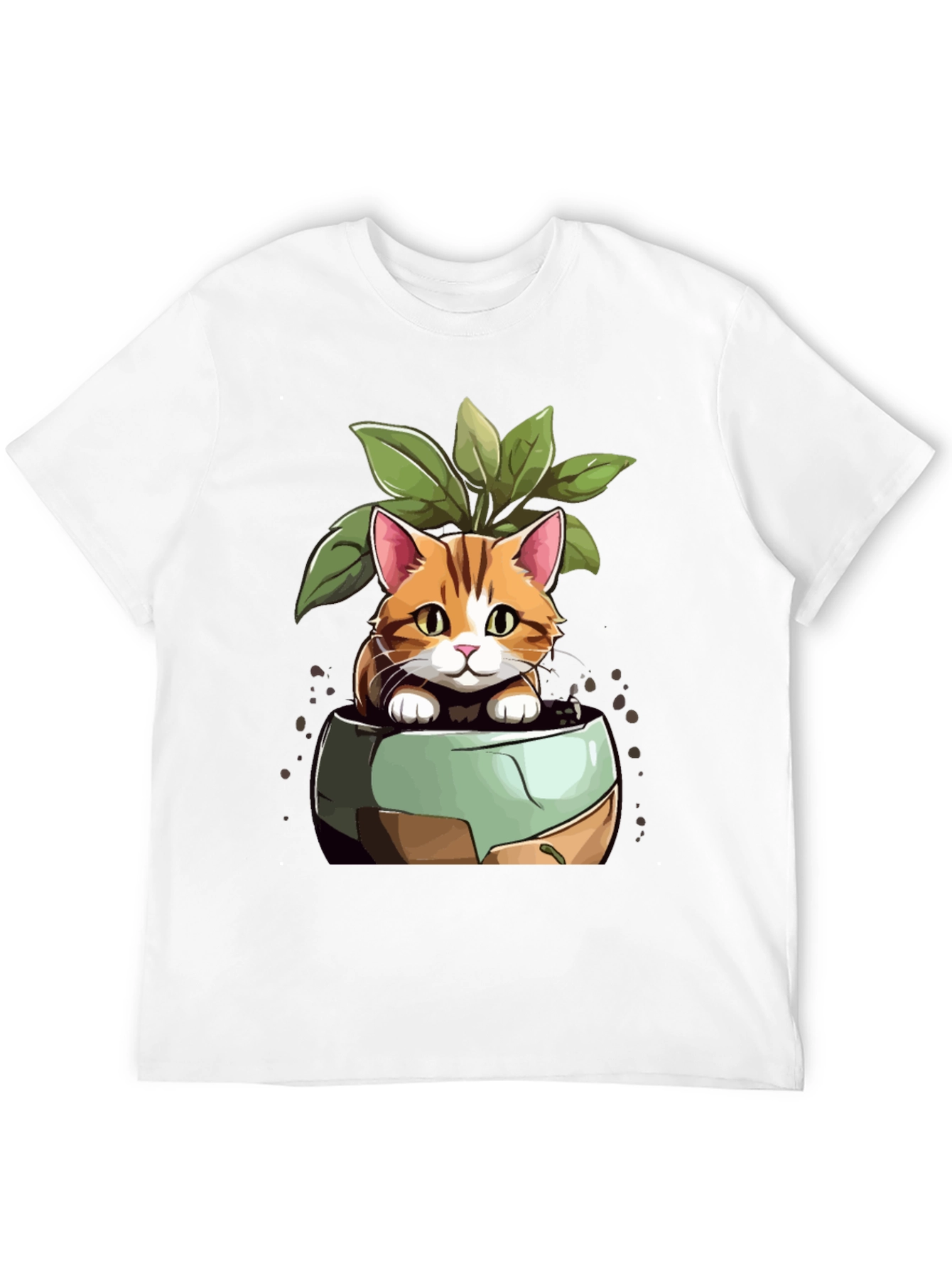 Cat in Pot Plant T-Shirt - Unique Design