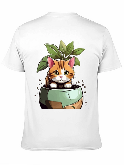 Cat in Pot Plant T-Shirt - Unique Design