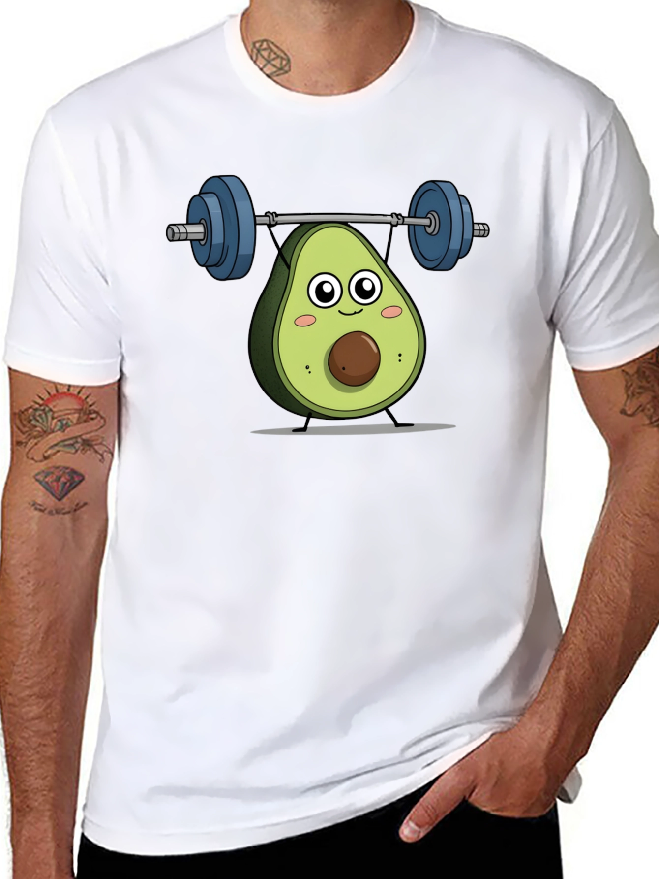 Avocado Lifting Weights Graphic T-Shirt