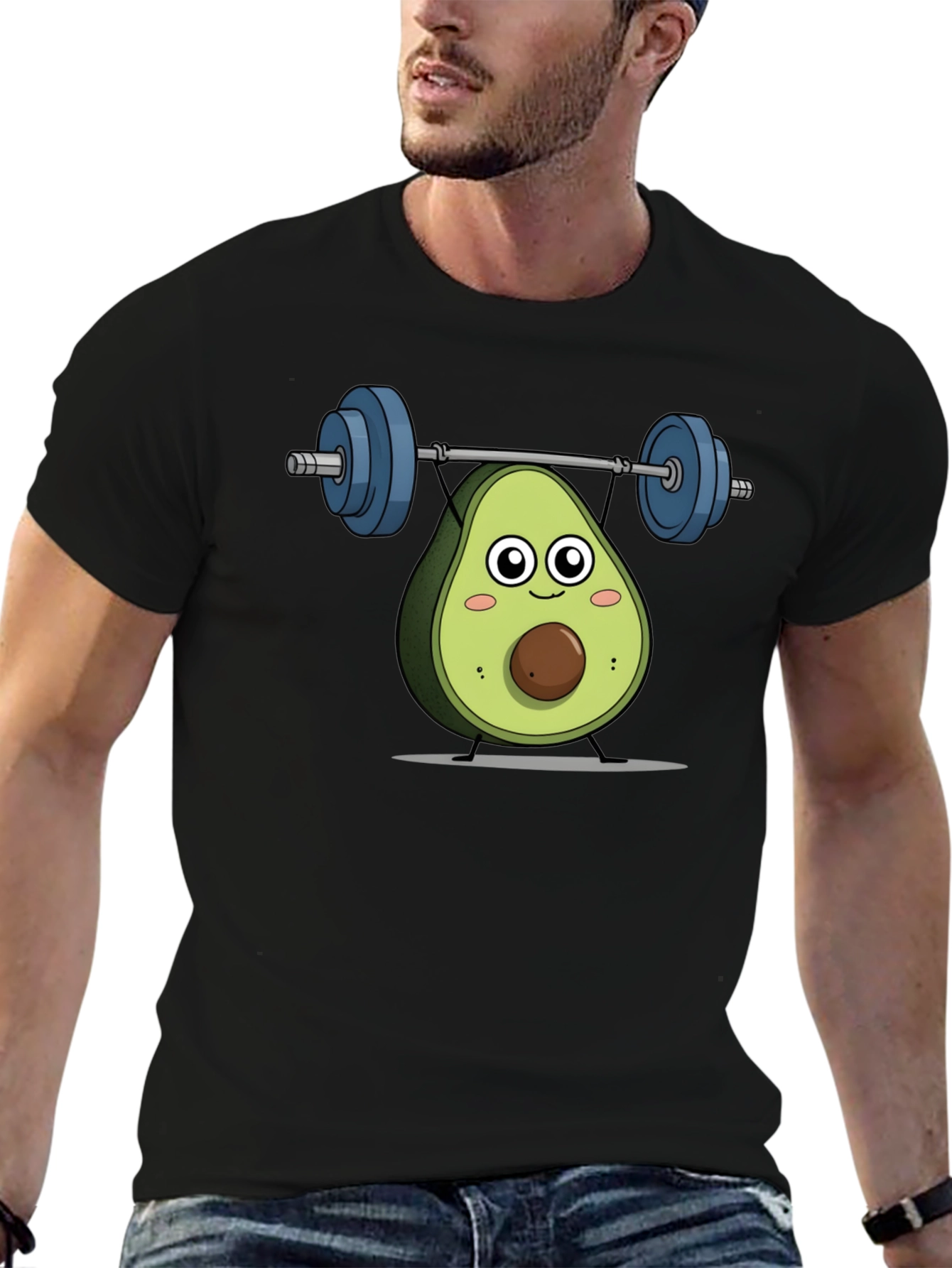 Avocado Lifting Weights Graphic T-Shirt