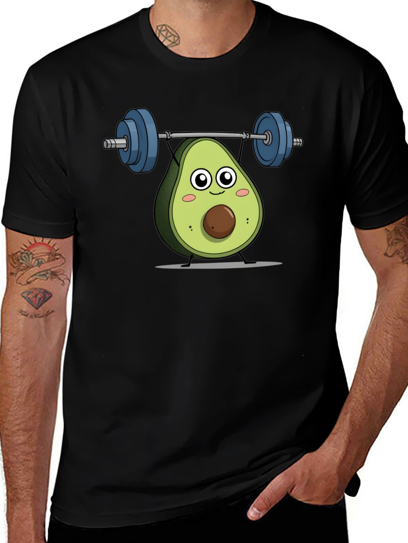 Avocado Lifting Weights Graphic T-Shirt