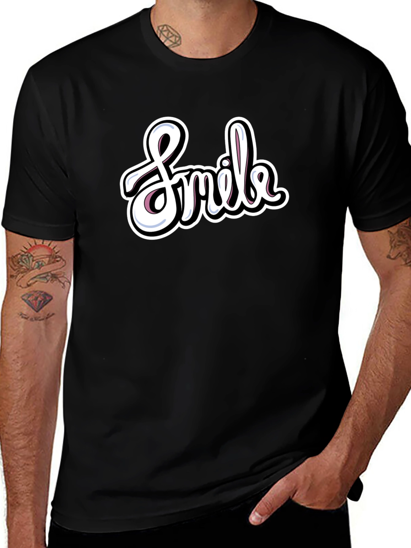 Smile Graphic T-Shirt - Casual Black Tee