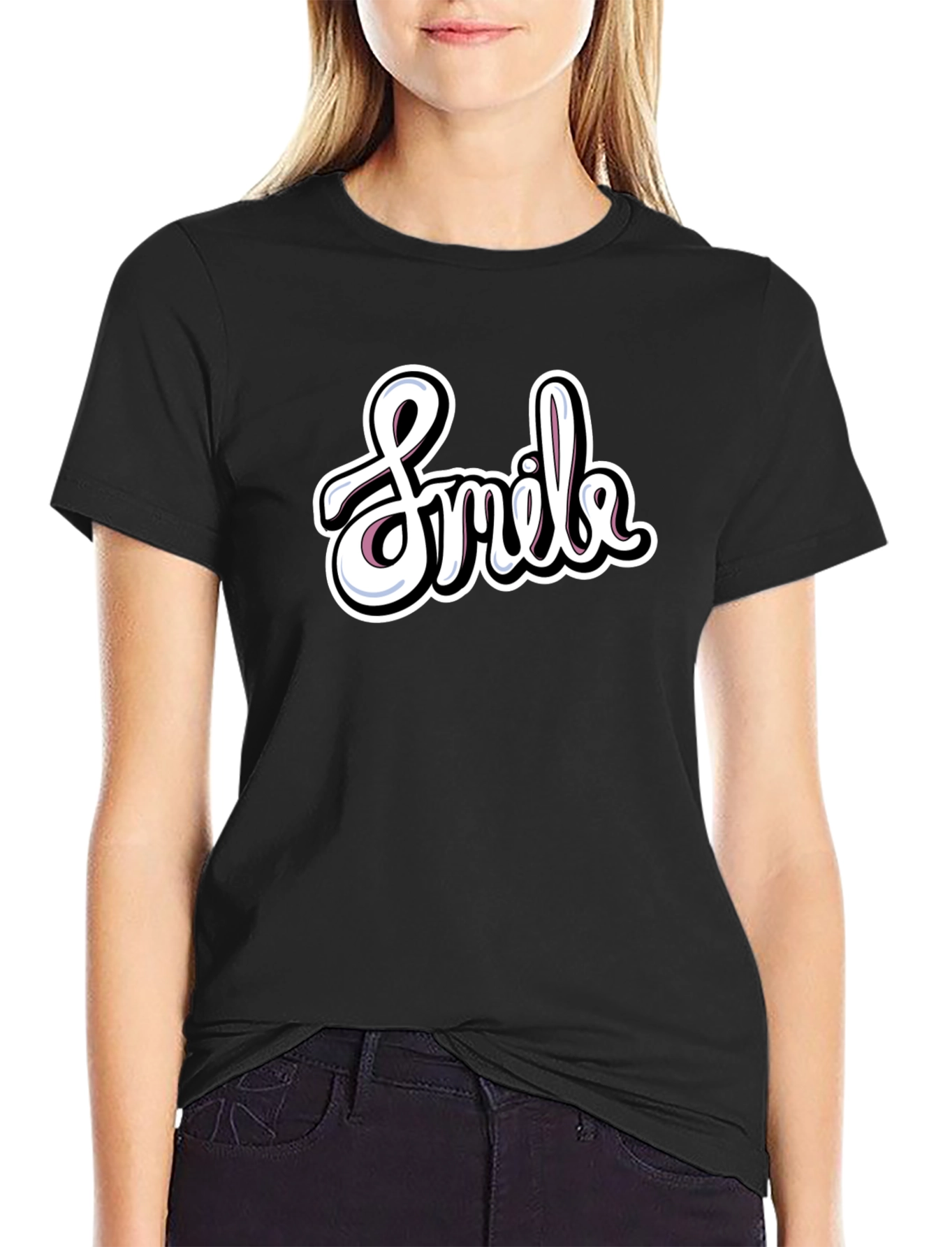 Smile Graphic T-Shirt - Casual Black Tee