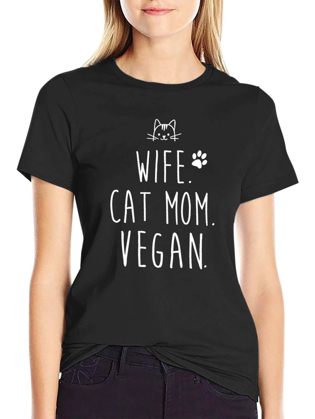 Wife Cat Mom Vegan T-Shirt