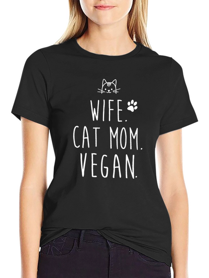 Wife Cat Mom Vegan T-Shirt