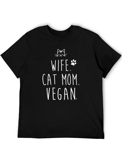 Wife Cat Mom Vegan T-Shirt