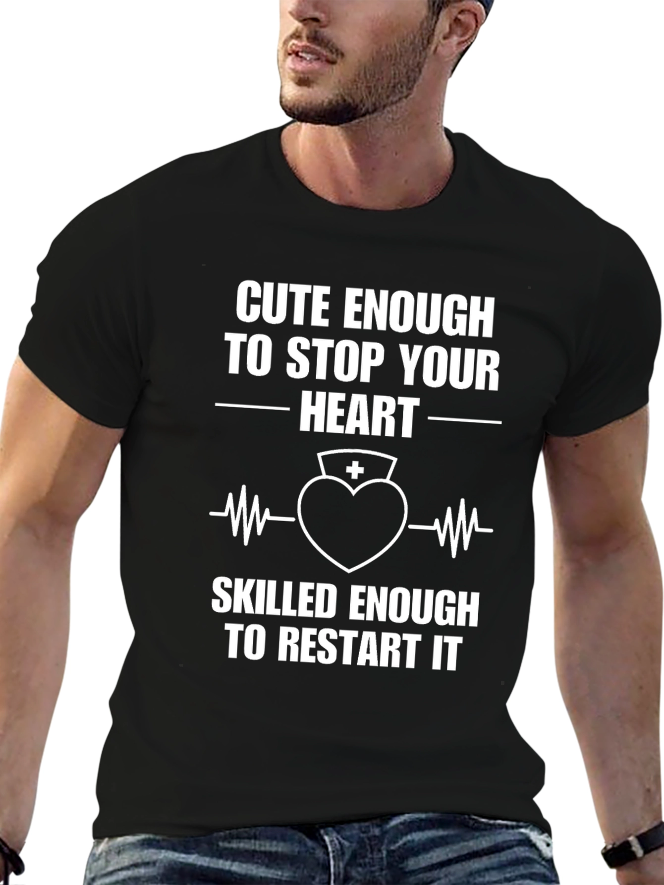 Cute Enough Nurse Graphic Tee - Black
