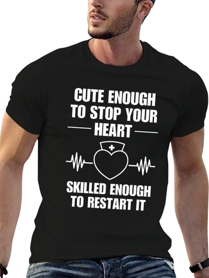 Cute Enough Nurse Graphic Tee - Black