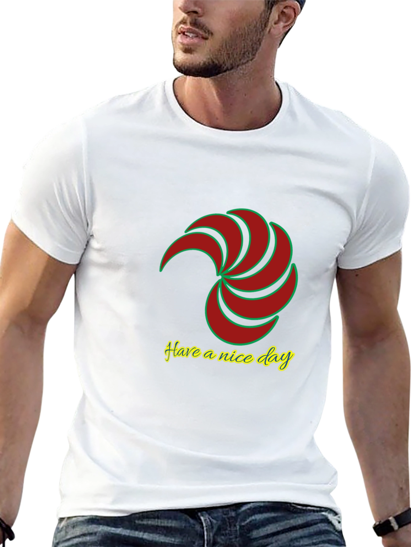 Mens Black T-Shirt with Spiral Graphic Design