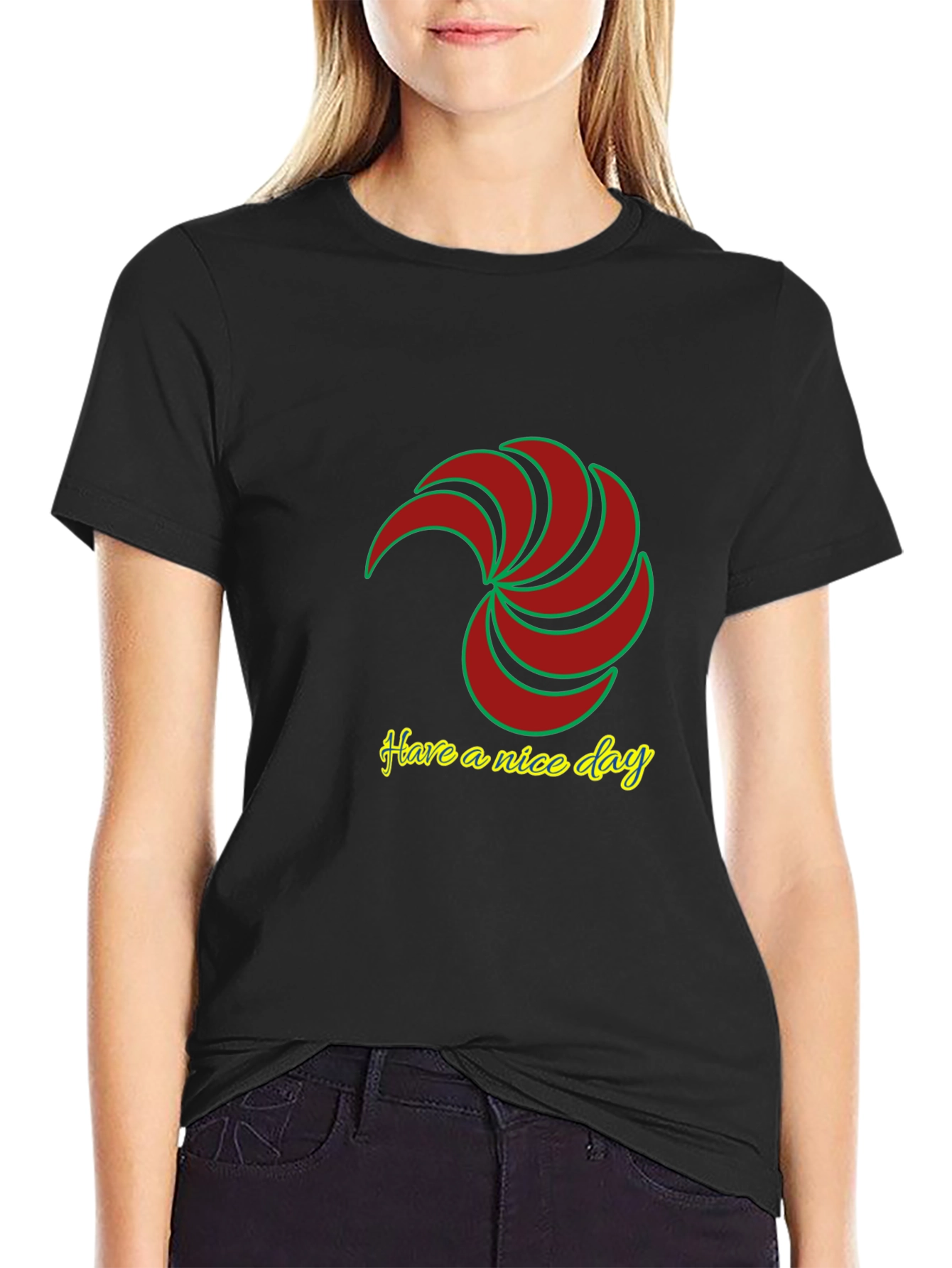Mens Black T-Shirt with Spiral Graphic Design