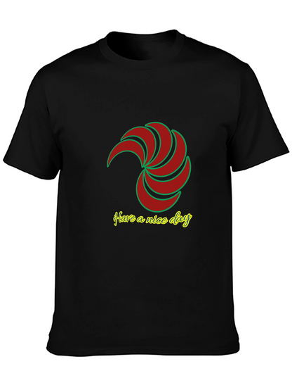 Mens Black T-Shirt with Spiral Graphic Design