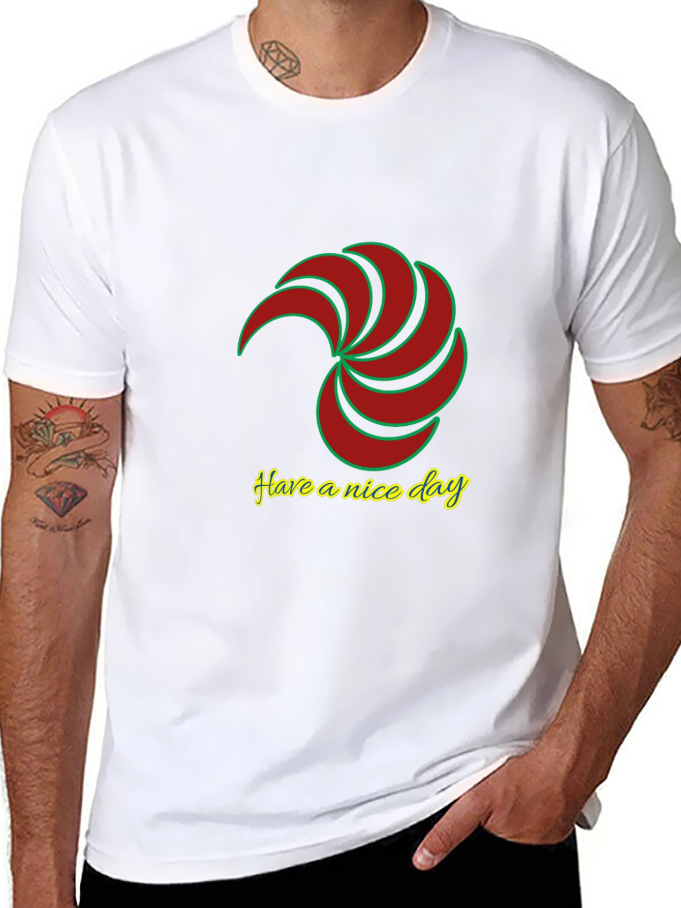 Mens Black T-Shirt with Spiral Graphic Design