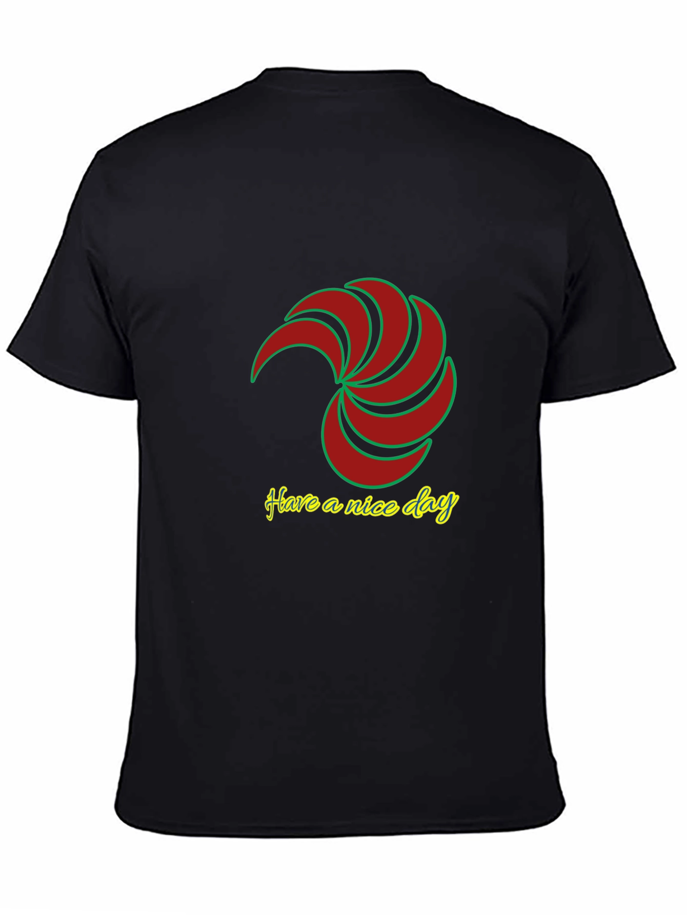 Mens Black T-Shirt with Spiral Graphic Design