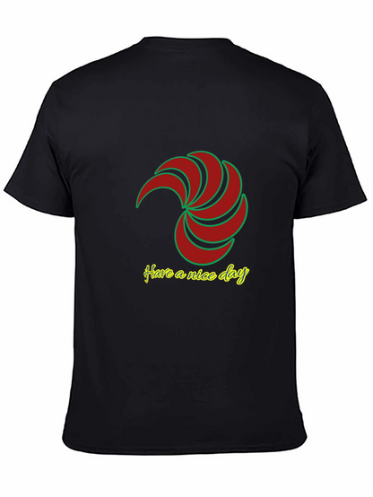 Mens Black T-Shirt with Spiral Graphic Design