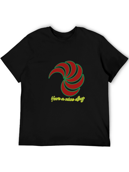 Mens Black T-Shirt with Spiral Graphic Design