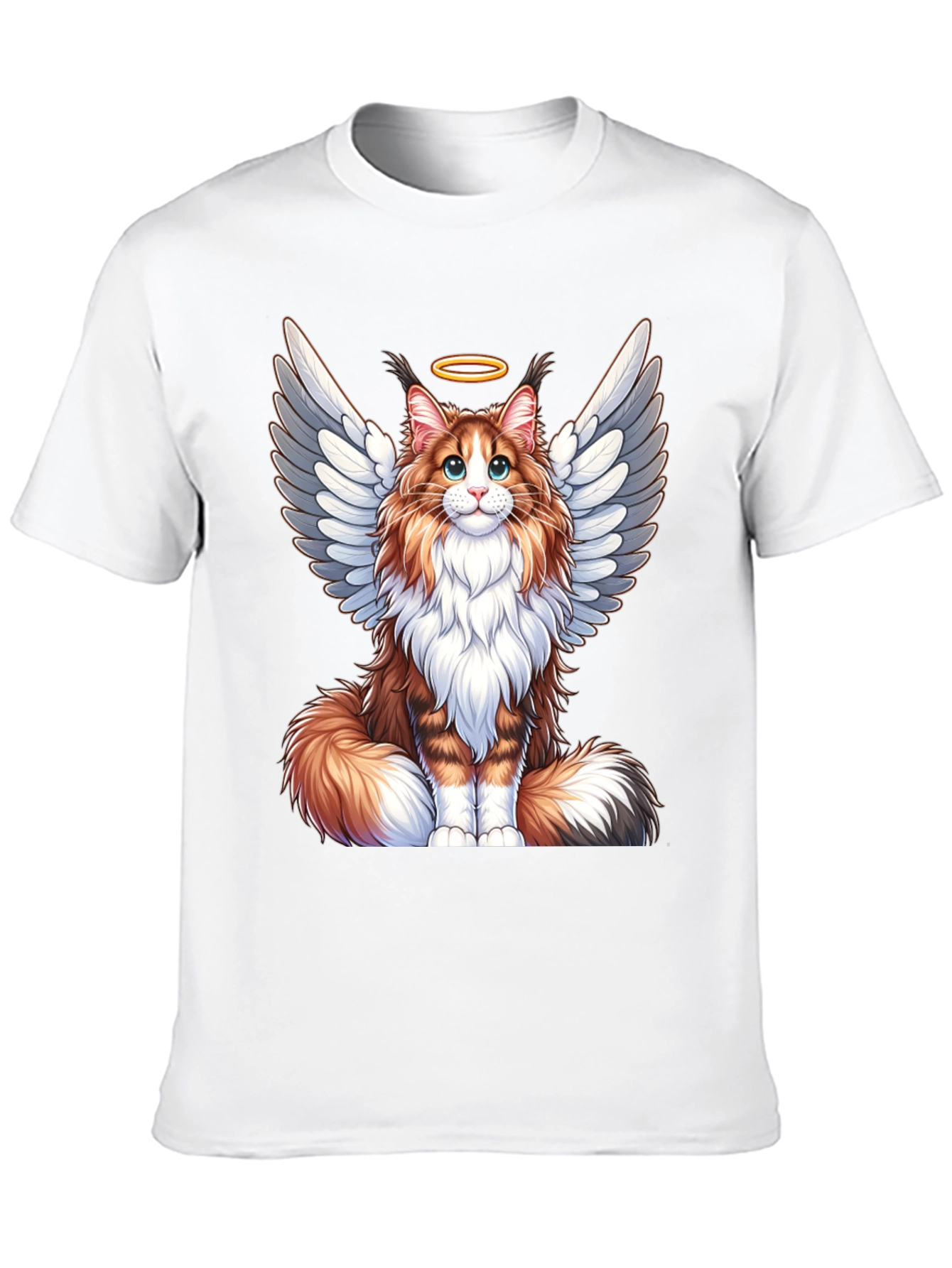 Angel Cat T-Shirt: Fluffy Wings & Halo