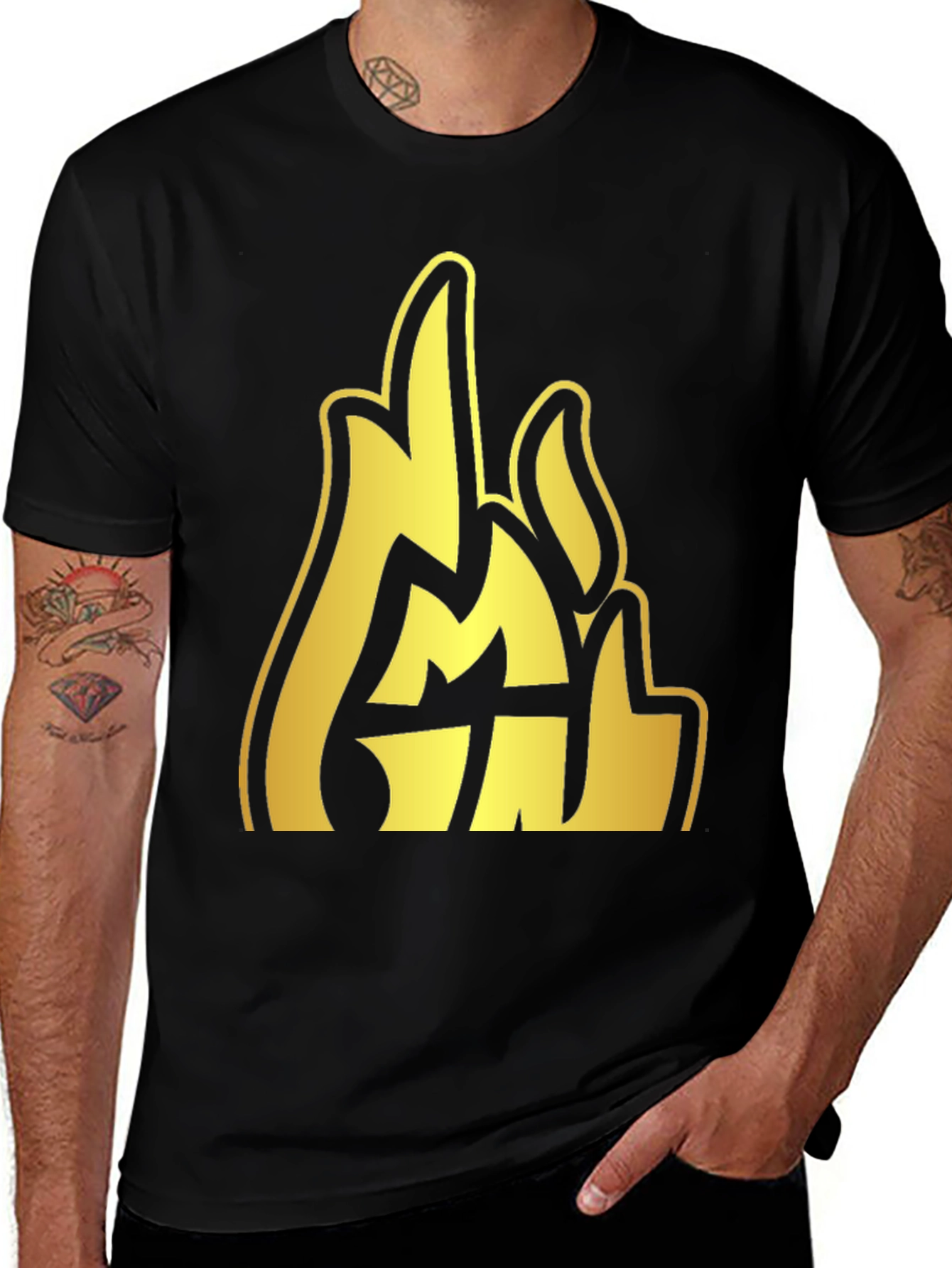 Gold Emblem Graphic Black T-Shirt