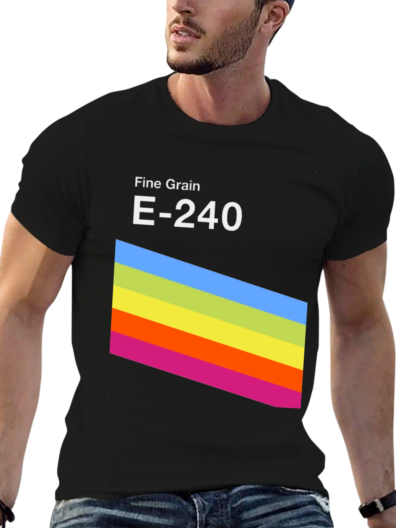 Retro Stripe Graphic Tee - Fine Grain E-240