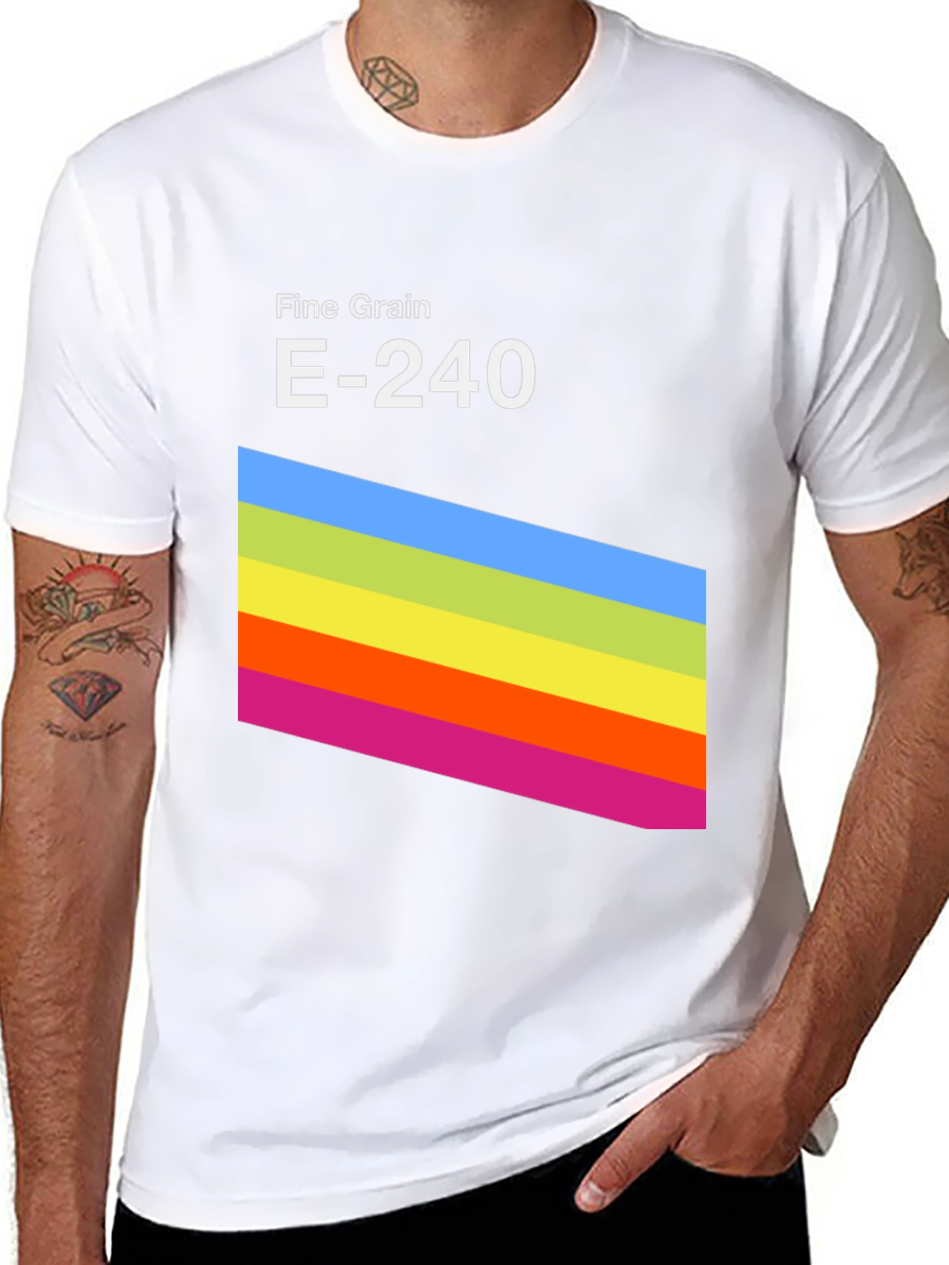 Retro Stripe Graphic Tee - Fine Grain E-240
