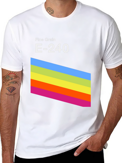 Retro Stripe Graphic Tee - Fine Grain E-240