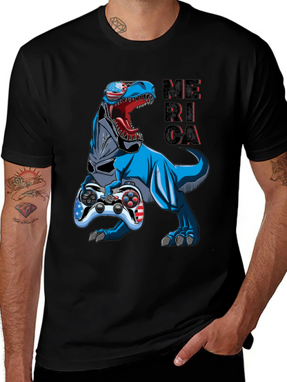 Patriotic Gamer T-Rex T-Shirt