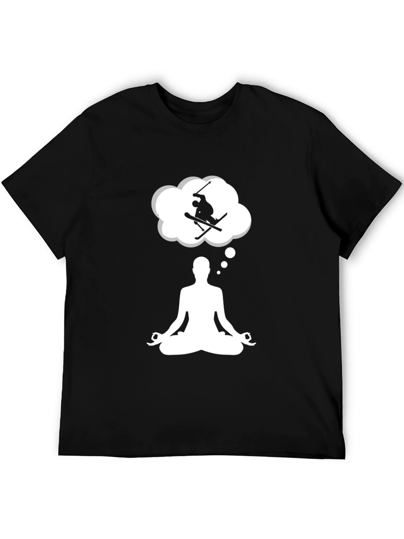 Meditating Skier T-Shirt - Black Cotton Blend