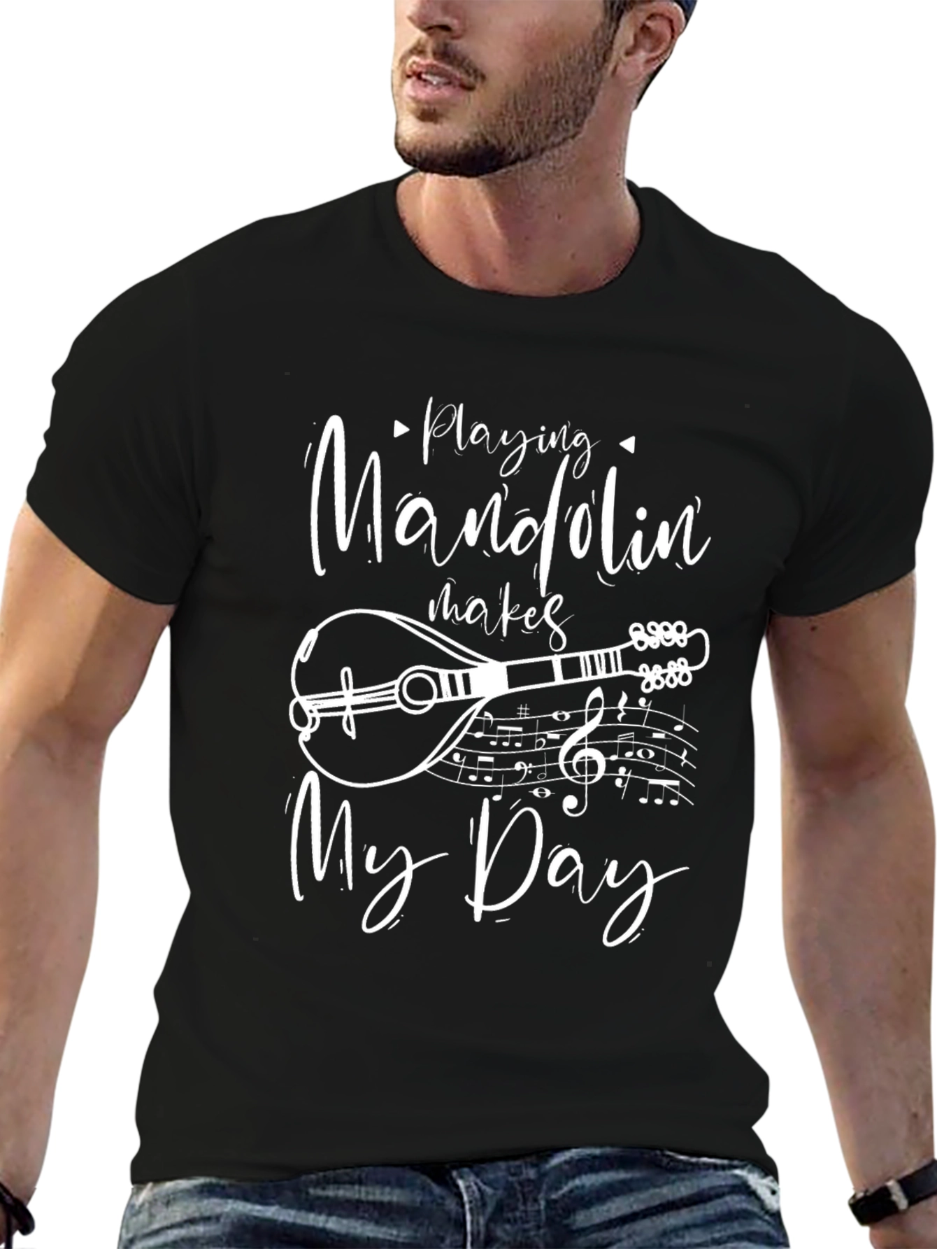 Mandolin Music Lover T-Shirt: Playing Mandolin Makes My Day