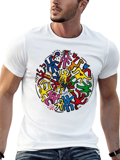 Keith Haring Inspired Black Crew Neck Tee