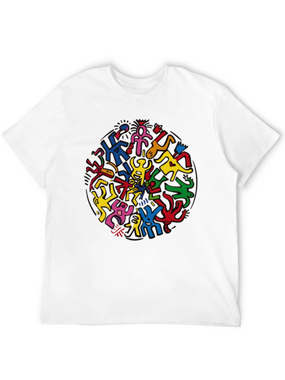 Keith Haring Inspired Black Crew Neck Tee
