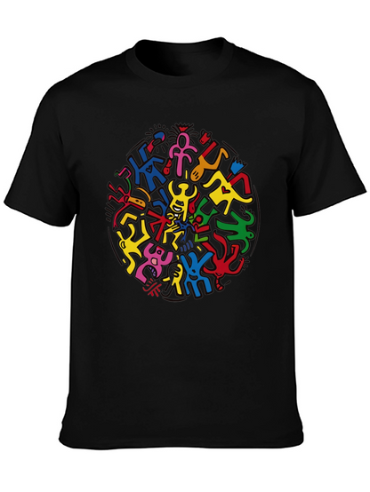 Keith Haring Inspired Black Crew Neck Tee