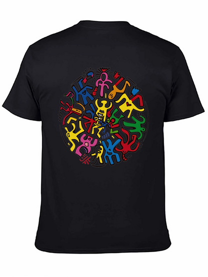 Keith Haring Inspired Black Crew Neck Tee