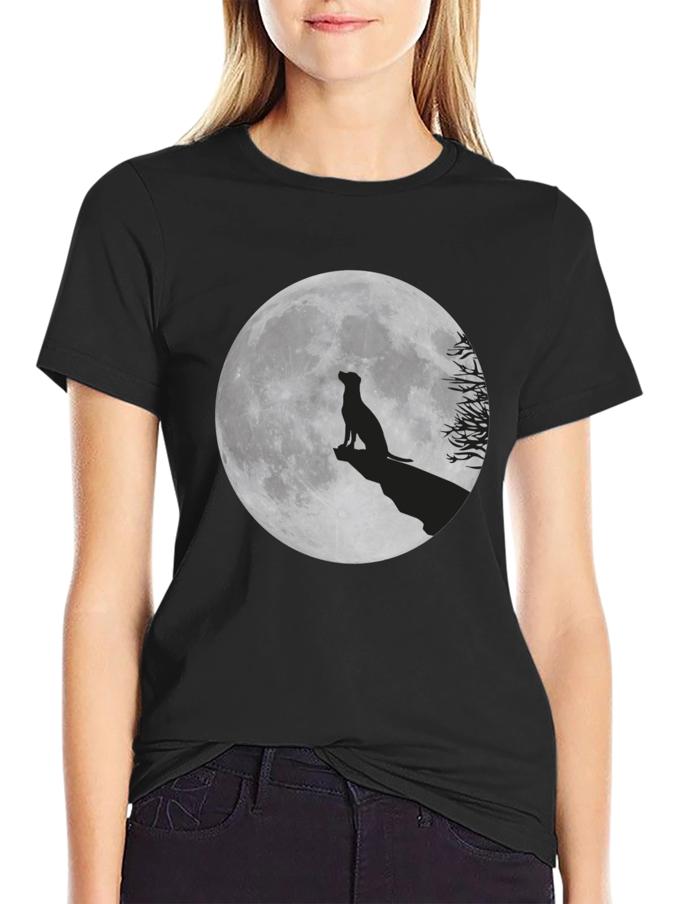 Moon Dog Graphic T-Shirt - Black