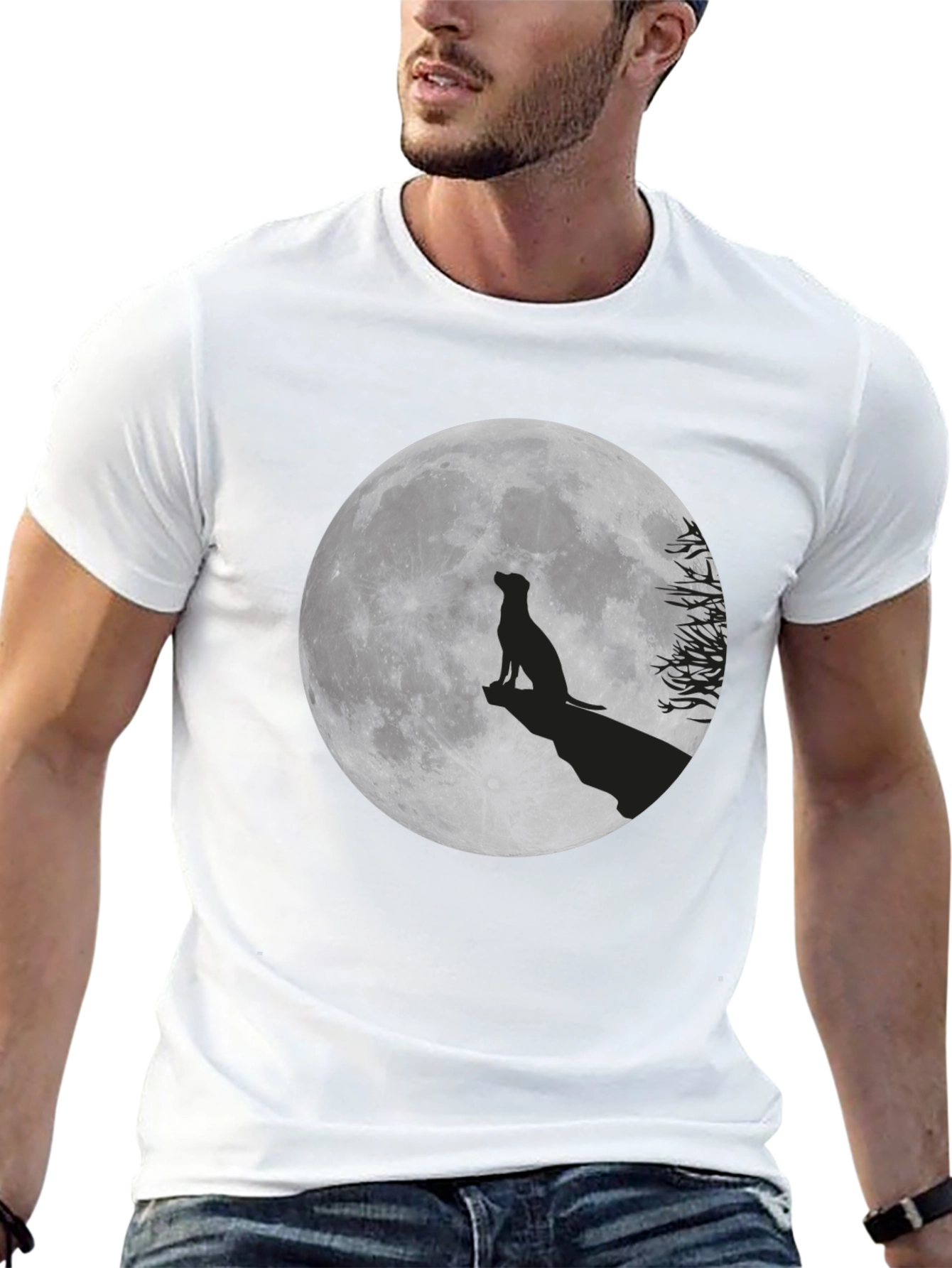 Moon Dog Graphic T-Shirt - Black