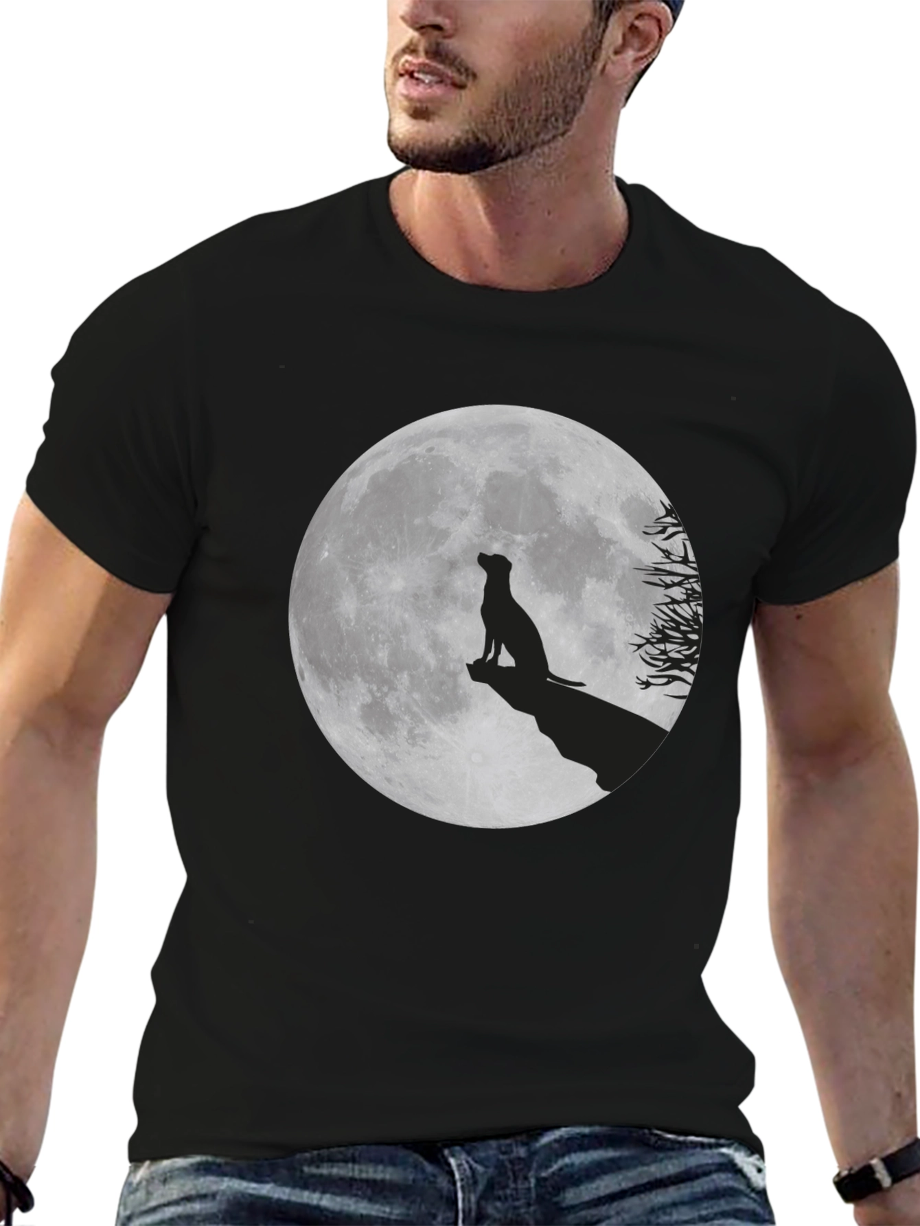 Moon Dog Graphic T-Shirt - Black