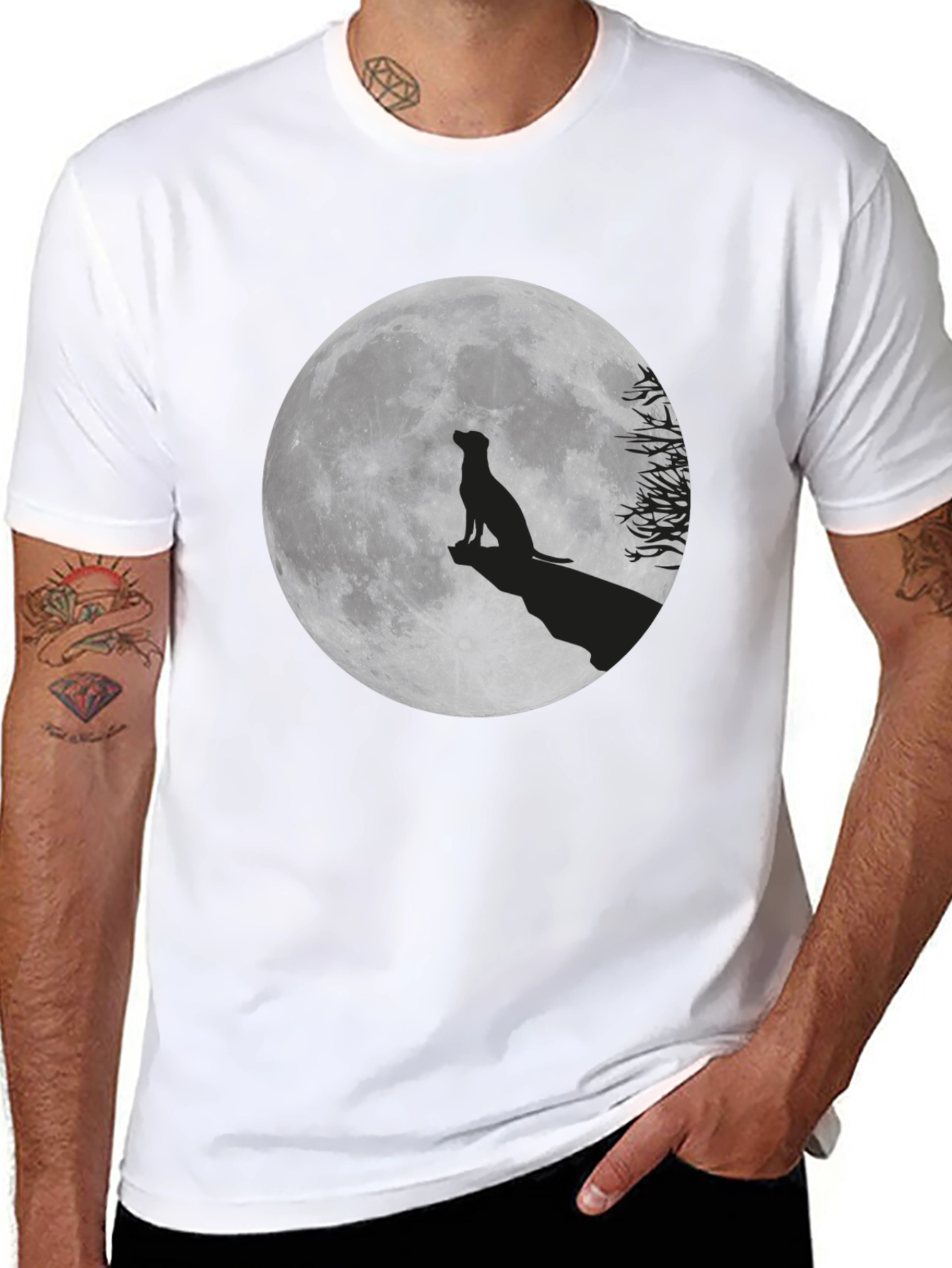Moon Dog Graphic T-Shirt - Black