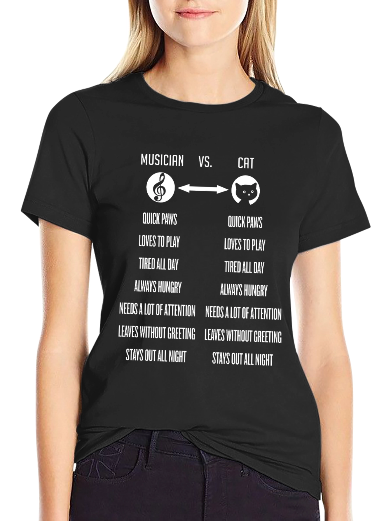 Musician vs. Cat Funny Graphic T-Shirt