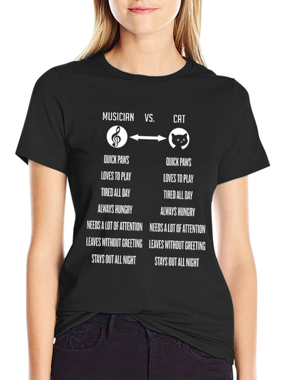 Musician vs. Cat Funny Graphic T-Shirt