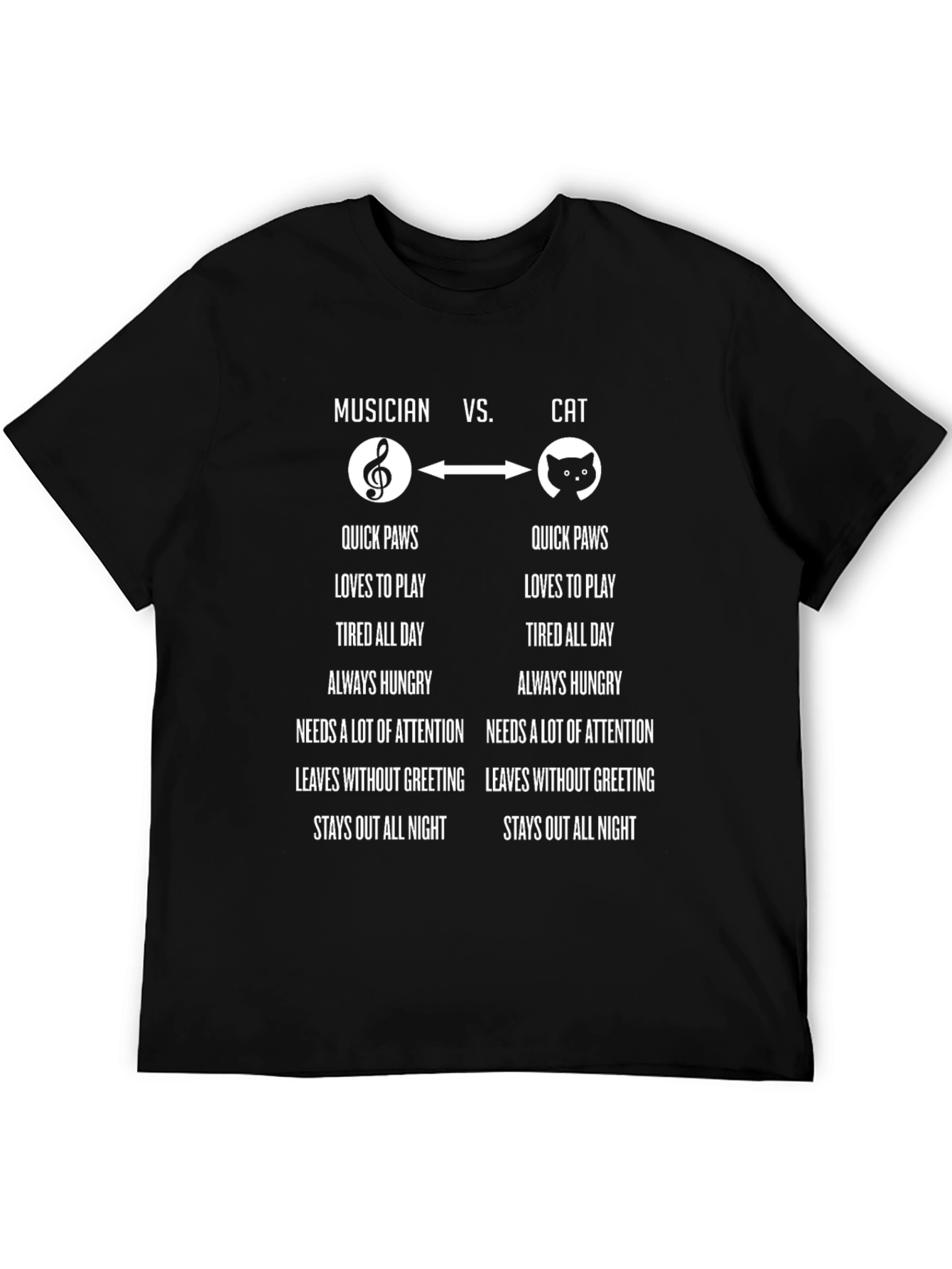 Musician vs. Cat Funny Graphic T-Shirt