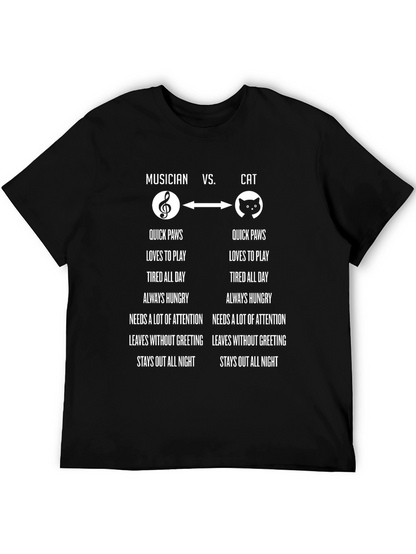 Musician vs. Cat Funny Graphic T-Shirt