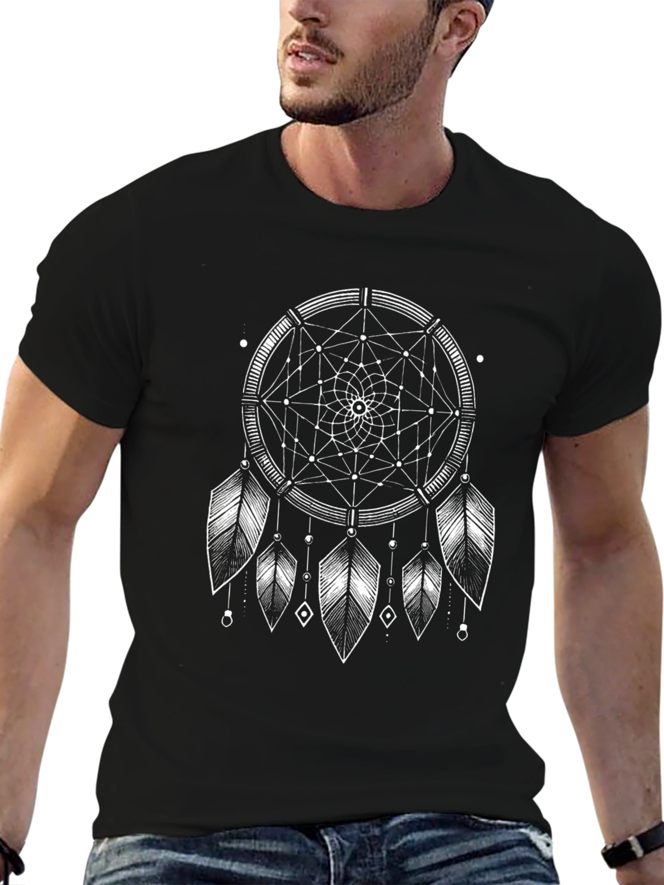 Dreamcatcher Graphic Tee - Black Cotton T-Shirt
