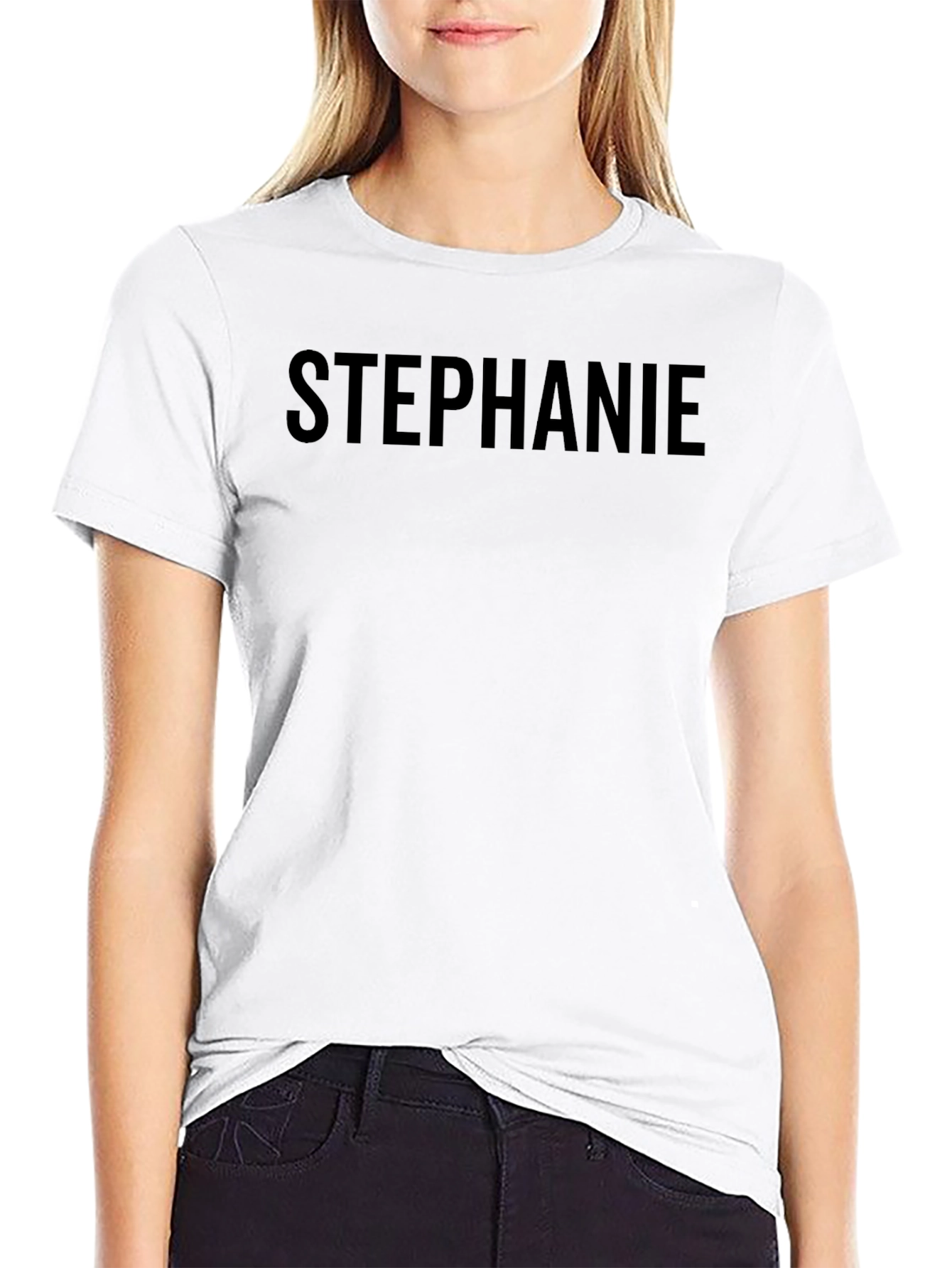 Personalized Stephanie Text Black T-Shirt