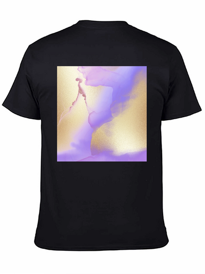Abstract Art Tee - Gold and Lavender Swirl Design