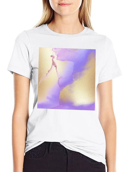 Abstract Art Tee - Gold and Lavender Swirl Design