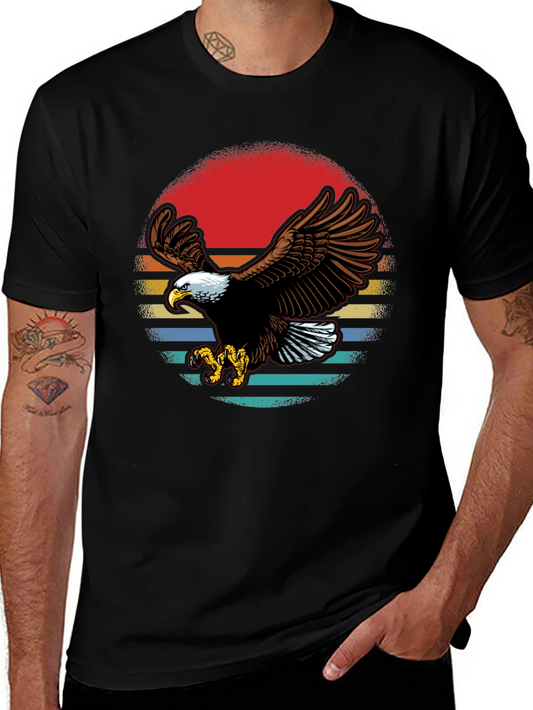 Bald Eagle Retro Sunset Graphic T-Shirt