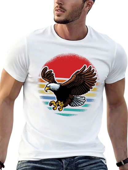 Bald Eagle Retro Sunset Graphic T-Shirt